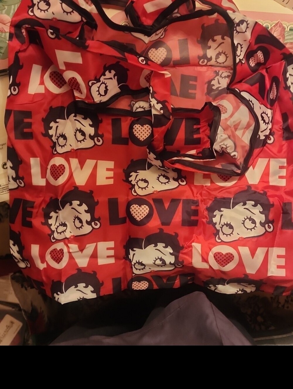 FIRM PRICE Betty Boop Red 'Love' Pattern Tote Bag Purse